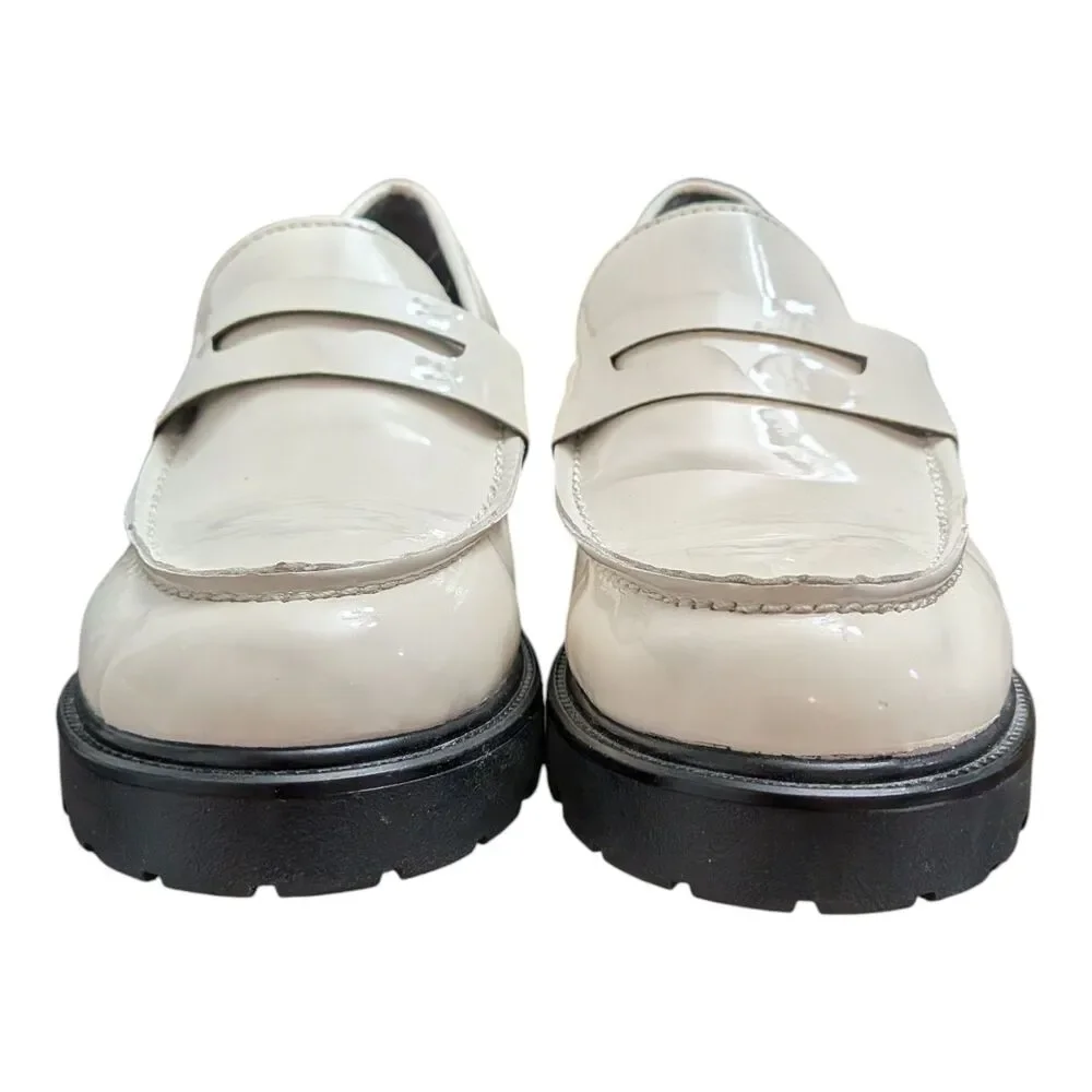 Steve Madden Lotto White & Black Chunky Patent Loafers Women's Size 10 Comfort